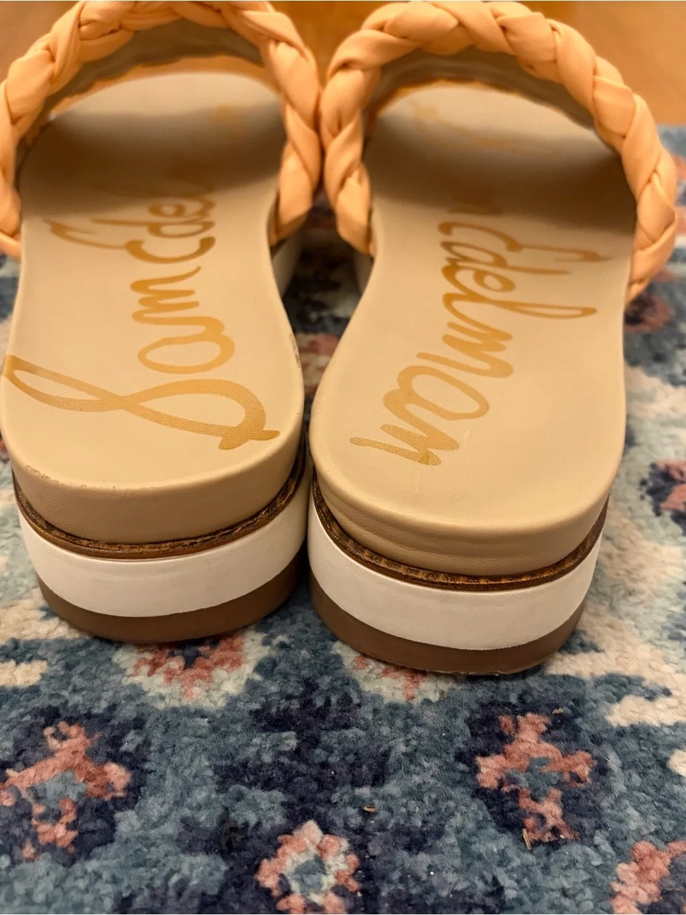 Sam Edelman Braided Peach Slide Sandals Beachy Coastal